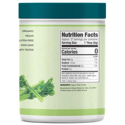 Organic Whole Celery Powder, Whole Celery Stalk, Full Spectrum Nutrients, 8 Ounces / 226 Grams