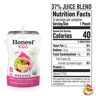Honest Kids Berry Berry Good Lemonade, Organic Fruit Juice Drink, 6.75 fl oz (32 Pack)