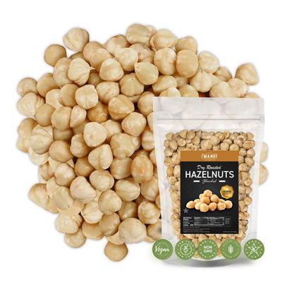 Premium Natural Toasted Hazelnuts, 32oz (2 lb) - Small Batch Roasted, Blanched, Non-GMO, Batch-Tested Gluten &amp; Peanut-Free, Vegan, Keto-Friendly, No Preservatives