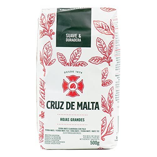 Yerba Mate Cruz de Malta 1.1 Lb - 1/2 Kilo | Traditional Argentina Brew Gluten-Free | Large Leaf Low Dust Yerba Mate 500 Grams