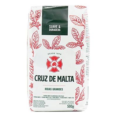 Yerba Mate Cruz de Malta 1.1 Lb - 1/2 Kilo | Traditional Argentina Brew Gluten-Free | Large Leaf Low Dust Yerba Mate 500 Grams