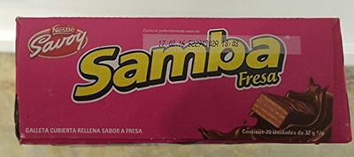 Samba Fudge Covered Wafer Filled with Strawberry, 20 units of 32gr/1.12oz