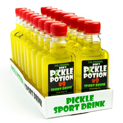 Bob&#39;s Pickle Potion #9 - Electrolyte Pickle Shot - Rehydration &amp; Cramp Relief - Sports Drink Shot Zero Caffeine &amp; Gluten-Free, 6.3 Oz. (Pack of 18, Dill Pickle)
