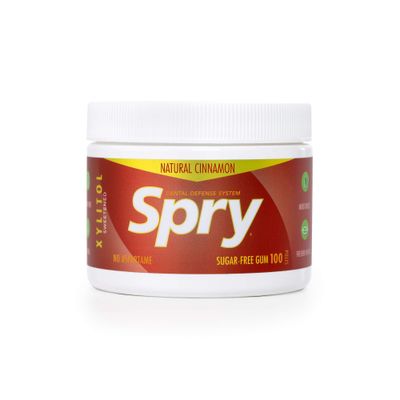 Spry Fresh Natural Xylitol Chewing Gum Dental Defense System Aspartame-Free Sugar Free Gum (Cinnamon, 100 Count - Pack of 1)