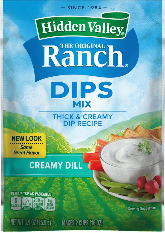 Hidden Valley Dips Mix Creamy Dill .9 oz Packets (Pack of 6)