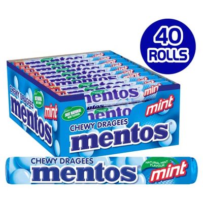 Mentos Mint Chewy Dragees 38 g (Pack of 40), reg, multi