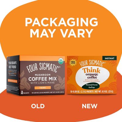 Four Sigmatic Think Organic Mushroom Coffee | Arabica Instant Coffee Singles with Lion's Mane, Chaga and Rhodiola | Mushroom Coffee Instant Mix for Better Focus and Immune Support | 10 Packets