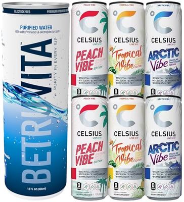 CELSIUS Energy Drink Tropical and Arctic - 12 Fl Oz each (Variety Pack of 6)