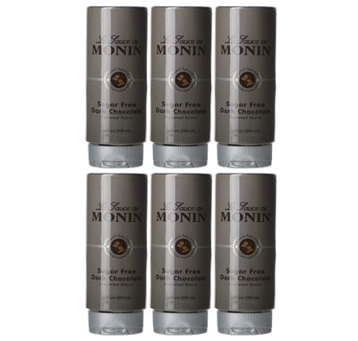 Monin - Sugar Free Dark Chocolate Sauce, Velvety and Rich, Great for Desserts, Coffee, and Snacks, Gluten-Free (12 Ounce, 6-Pack)