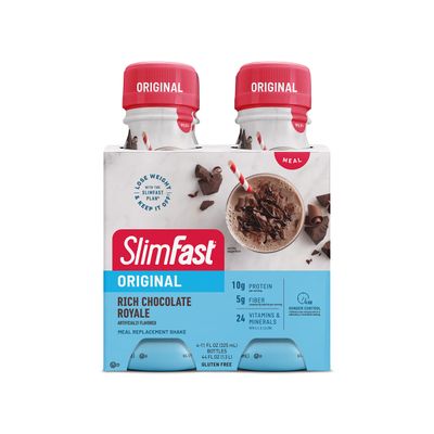 SlimFast Meal Replacement Shake, Original Rich Chocolate Royale, 10g of Ready to Drink Protein for Weight Loss, 11 Fl. Oz Bottle, 4 Count (Packaging May Vary)
