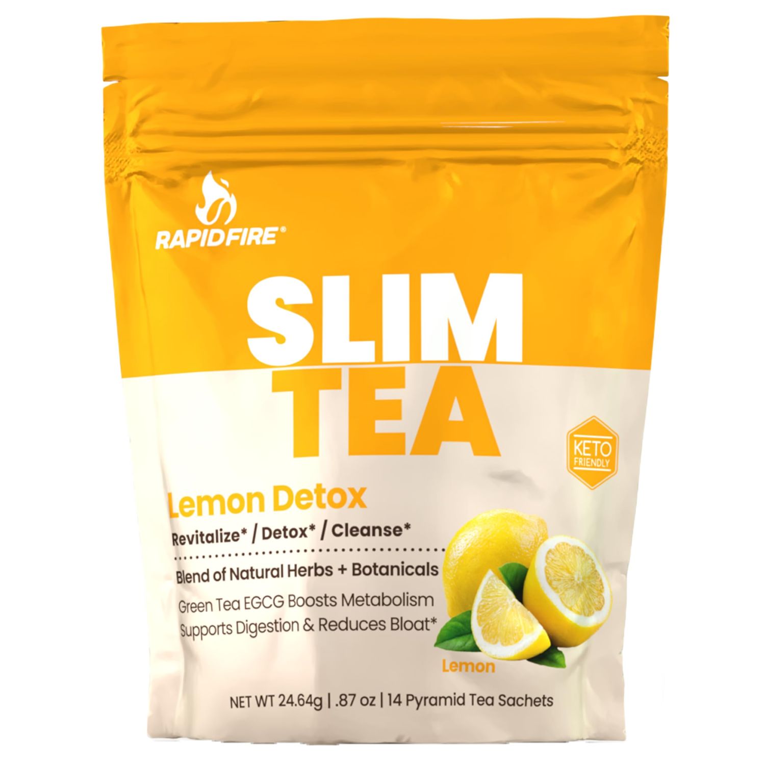 Rapid Fire Slim Tea 14 Day Herbal Teatox, Blend of Natural Herbs and Botanicals, Supports Healthy Weight Management, Supports Metabolism, Delicious Lemon Flavor, 14 Servings