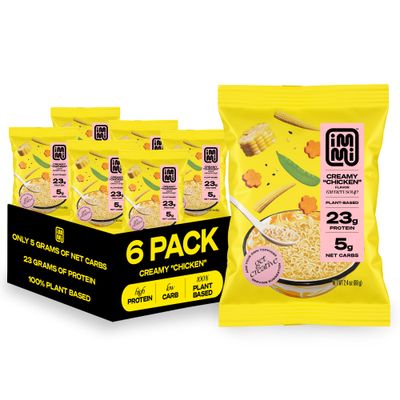 immi Creamy Chicken Ramen, 100% Plant Based, Keto Friendly, High Protein, Low Carb, Packaged Noodle Meal Kit, Ready to Eat, 6 Pack