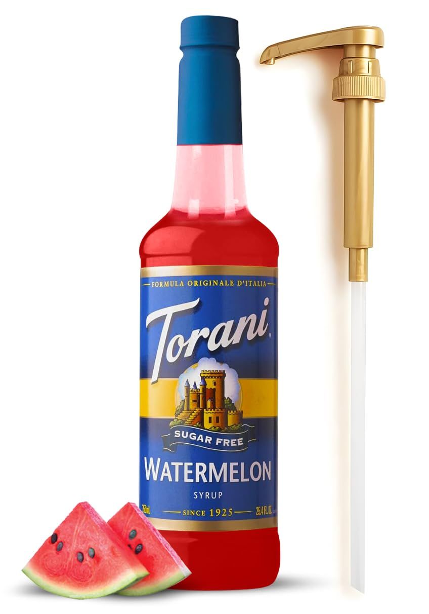 Sugar Free Watermelon Flavored Syrup 25 4 Ounces Watermelon Syrup Coffee Toppings with Fresh Finest Pump