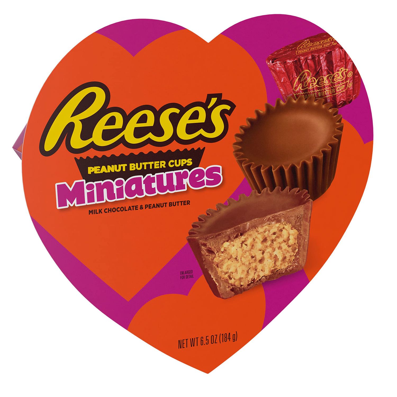 REESE&#39;S Miniatures Milk Chocolate Peanut Butter Cups, Valentine&#39;s Candy Gift Box, 6.5 oz