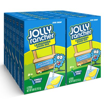 Jolly Rancher Rancher Singles To Go Water Drink Mix, Blue Raspberry Lemonade, 12 Boxes With 6 Packets Each, 72 Total Servings