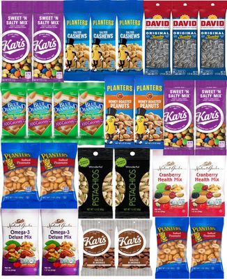 Nuts Snack Packs - Mixed Nuts and Trail Mix Individual Packs - Healthy Snacks Care Package Gift (28 Count)