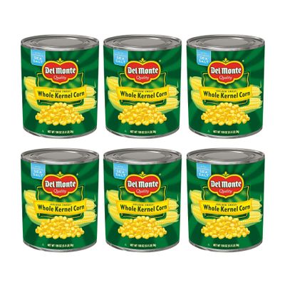DEL MONTE Golden Sweet Whole Kernel Corn, Canned Vegetables, 6 Pack, 106 oz