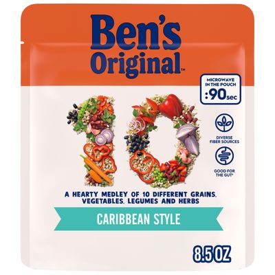 BEN&#39;S ORIGINAL 10 MEDLEY Caribbean Style, Hearty Medley of Grains, Vegetables, Legumes and Herbs, Side Dish, 8.5 OZ Pouch (Pack of 6)