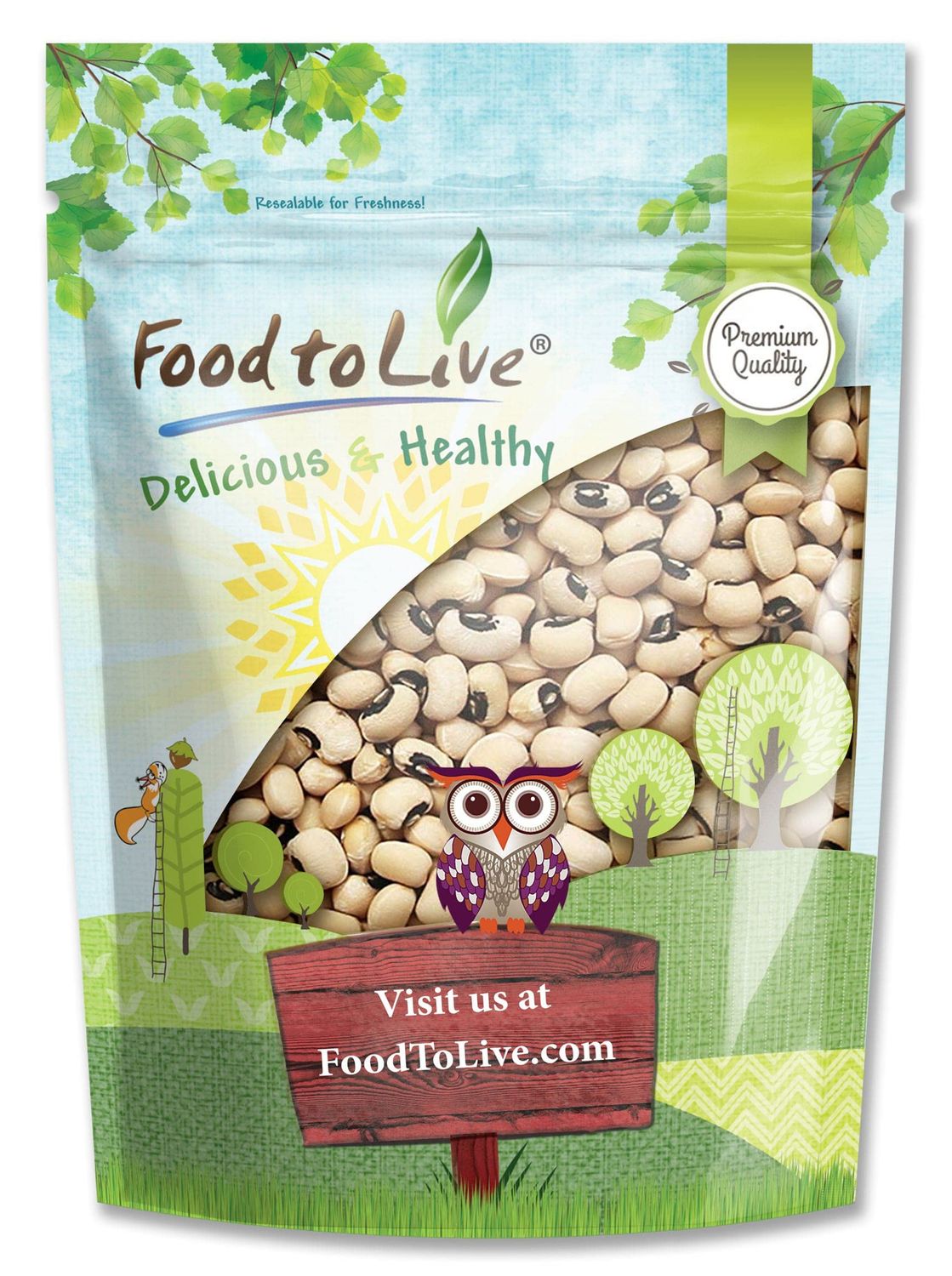 Black-Eyed Peas, 3 Pounds - Non-GMO Verified, Raw Dried Whole Cow Peas, Kosher, and Vegan, Sproutable, Bulk Black-Eyed Peas. High in Dietary Fiber, Easy to Cook. Product of The USA.