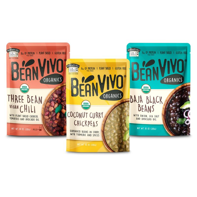 BeanVIVO Organics  Variety 3Pack Baked Beans Baja Black Beans with Avocado Oil Coconut Curry ChickpeasGarbanzo Beans  Three Bean Chili with Red Black  White Beans Microwave Meals 10 oz each