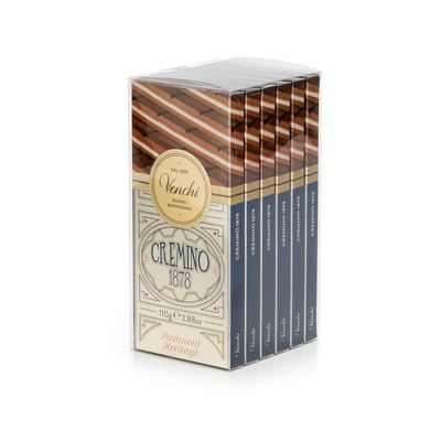 Venchi - Bundle of 6 Cremino 1878 Bar - with Milk Chocolate, Gianduja, Piedmont Hazelnuts, 21.16oz - 3.88oz each bar - Gluten Free - Family Pack
