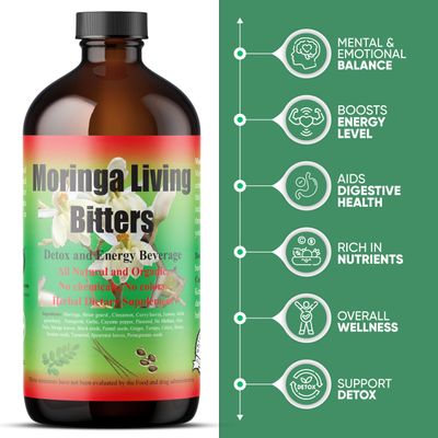Herboganic Moringa Living Bitters for overall Health and wellness | Pack of 2| 16oz