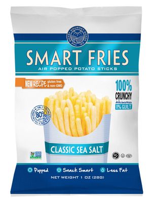 Gourmet Basics Smart Fries Classic Sea Salt - Air Popped Low Fat Snacks - Gluten Free, Low Fat, non-GMO - Reduced Fat Potato Chips Straws Veggie Crisps 1oz (Pack of 24)