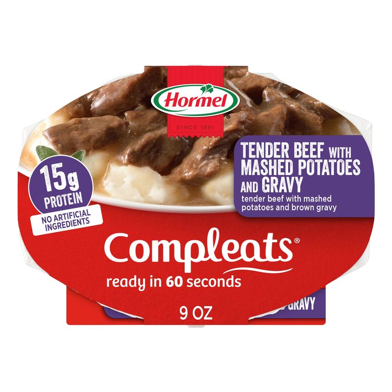 HORMEL COMPLEATS Tender Beef With Mashed Potatoes &amp; Gravy Microwave Tray, 9 oz. (6 Pack)