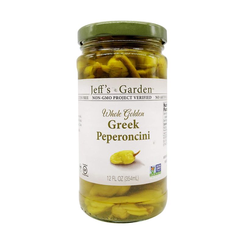 Jeff&#39;s Garden, Peperoncini Grrek Golden Whole, 12 Ounce