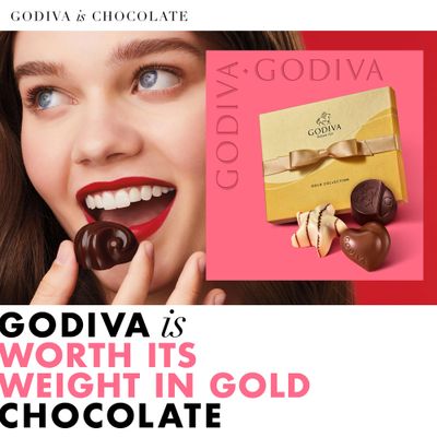 Godiva Chocolatier Chocolate Gift Box for Birthday, Thank You, Anniversary, Congratulations Gift Basket Gold Ribbon Gourmet Candy Assortment with Praline, Caramel in Milk, White, Dark Chocolate, 19pc