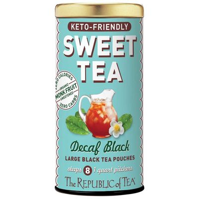 The Republic of Tea - Keto-Friendly Sweet Iced Decaf Black Tea, 8 Large Quart-Sized Iced Tea Pouches, Decaffeinated