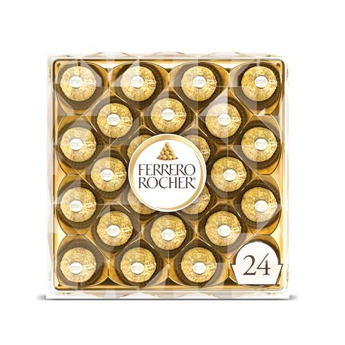 Ferrero Rocher, 24 Count, Gourmet Milk Chocolate Hazelnut, Chocolate Gift Box, Individually Wrapped, 10.6 oz