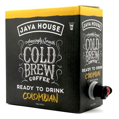 Java House Cold Brew Coffee On Tap, (128 Fluid Ounce Box) Not a Concentrate, No Sugar, Ready to Drink Liquid (Colombian Roast)