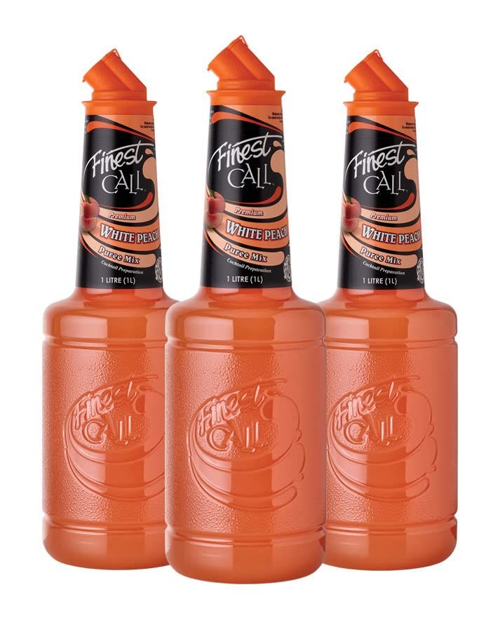 Finest Call Premium White Peach Fruit Puree, 1 Liter Bottle (33.8 Fl Oz), Pack of 3