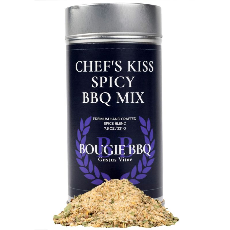 Chef&#39;s Kiss Spicy BBQ Mix | Gourmet Seasoning | Artisanal Spices | 7.8 oz (221g) | All Natural | Non GMO | Small Batch | No MSG or Artificial Ingredients | Bougie BBQ | Gustus Vitae | #805