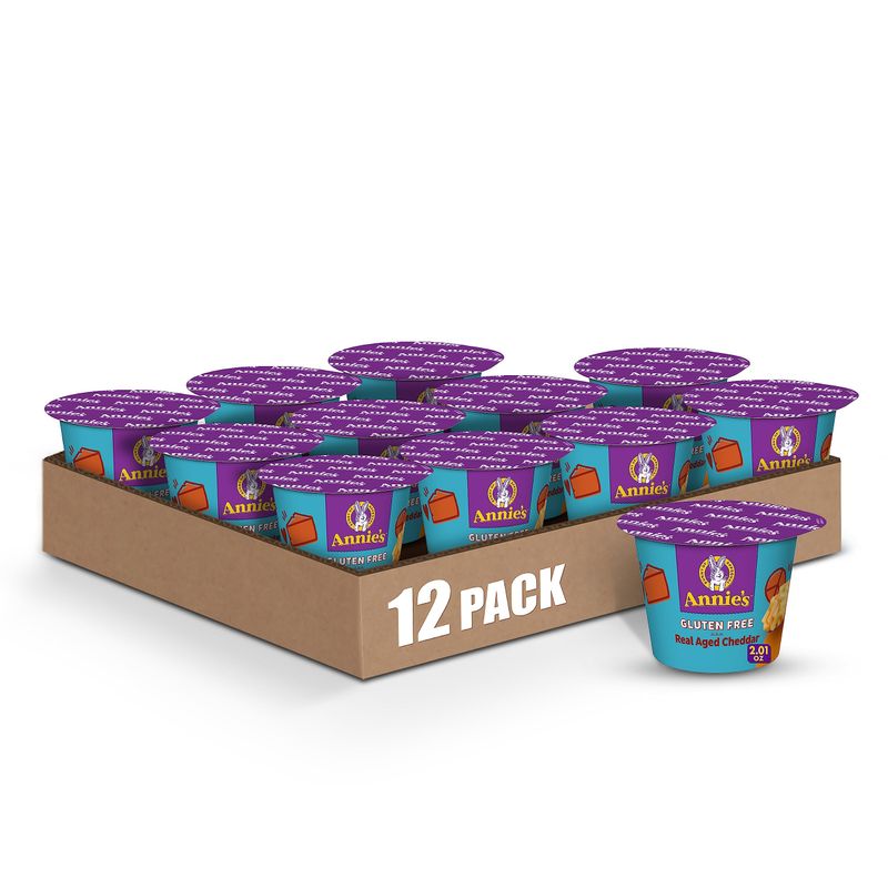 Annie&#39;s Real Aged Cheddar Microwave Mac &amp; Cheese with Gluten Free Pasta, 2.01 OZ Cup (Pack of 12)