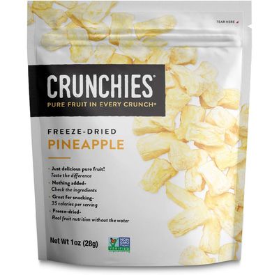 Crunchies Freeze-Dried Fruits, 100% All Natural Crispy Fruit, Non GMO and Kosher, Resealable Freeze Dried Fruit Snack Packs, Pack of 6 (Pineapple)