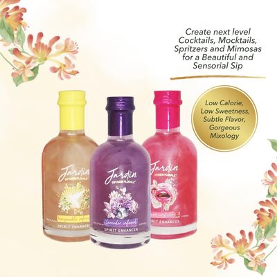JARDIN PREMIUM 3 Pack Sugar Free Cocktail Mixers - Aromatic Spirit Enhancer for Cocktails and Mocktails - Rose, Honeysuckle, &amp; Lavender Mixer for Water, Mimosas, Lemonade, &amp; Spritzers (6.76 Fl Oz)