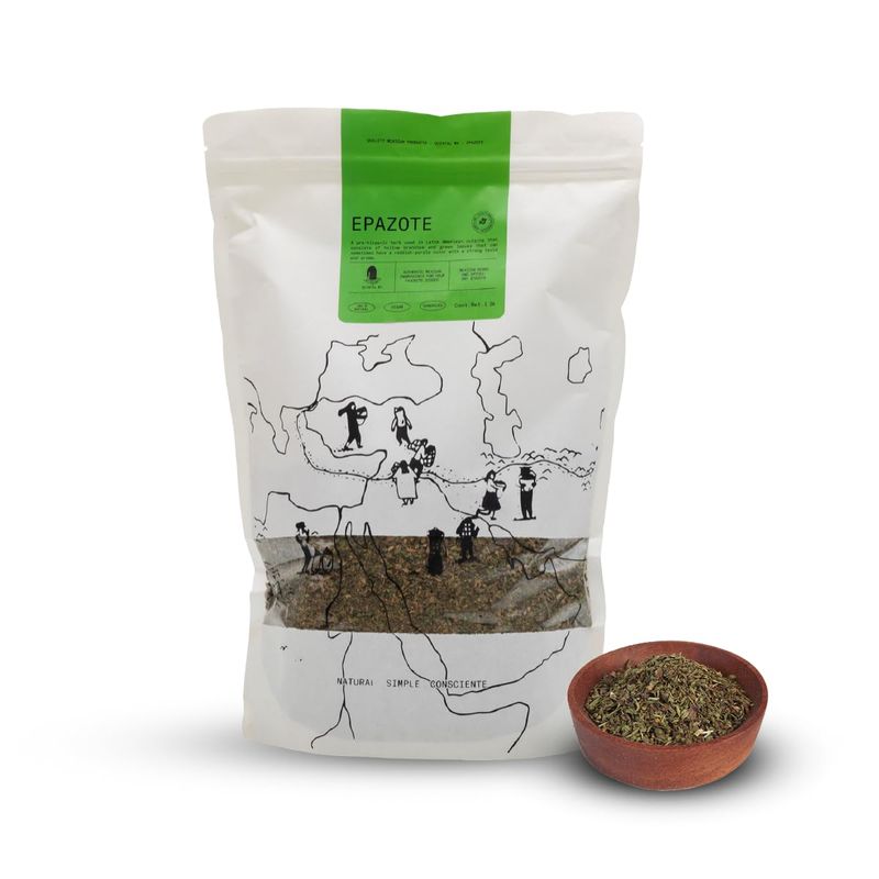 Quintal MX Dried Epazote Leaves 6 Oz - Hojas de Epazote Cortadas - 100% Natural Epazote Herb - Epazote Tea - Seasoning and Spices - Perfect for Mexican Cuisines - Vegan - Gluten Free