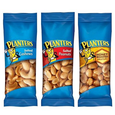 PLANTERS Variety Pack, Salted Cashews, Salted Peanuts &amp; Honey Roasted Peanuts, On-the-Go Nut Snacks, Individually Packed Snacks, Quick Snack for Adults, After School Snack, Kosher, (36 Pack)