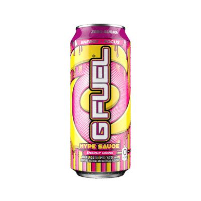 G Fuel Hype Sauce Energy Drink, Sugar Free, Healthy Drinks, Zero Calorie, 300 mg Caffeine per Carbonated Can, Raspberry + Lemonade Flavor, Focus Amino, Vitamin + Antioxidants Blend - 12 Pack