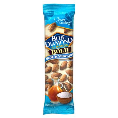 Blue Diamond Almonds Salt N&#39; Vinegar Flavored Snack Nuts, Single Serve Bags (1.5 oz, 2 Packs of 12)