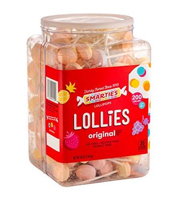 Smarties Double Lollies | Gluten Free, Peanut ,Fat Free Assorted Fruity Flavors, Low Calorie Perfect for Birthdays Parties Made by US Candy Company Since 1949 - 56 oz 200 Count Lollipops