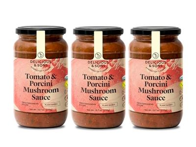 Delicious &amp; Sons - Organic Italian Tomato &amp; Porcini Mushroon Pasta Sauce 18.70 oz (Pack of 3)- Non-GMO - Gluten-free - Vegetarian and Vegan - Paleo and Keto - No Added Sugars