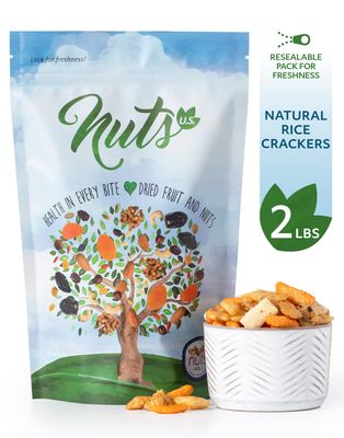 NUTS U.S. - Oriental Rice Crackers | No Artificial Colors | Crunchy | Natural | Packed in a Resealable Bag!!! (2 LBS)
