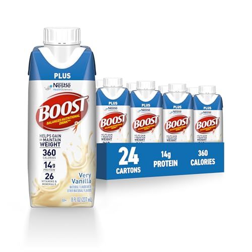 BOOST Plus Ready to Drink Balanced Nutritional Drink, Very Vanilla, 8 Fl Oz(Pack of 24)