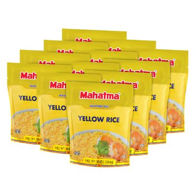 Mahatma Yellow Rice Mix, Long-Grain Rice, Stovetop or Microwave Rice, Gluten-Free and Kosher 20-Minute Rice, 10 Ounces, Pack of 12