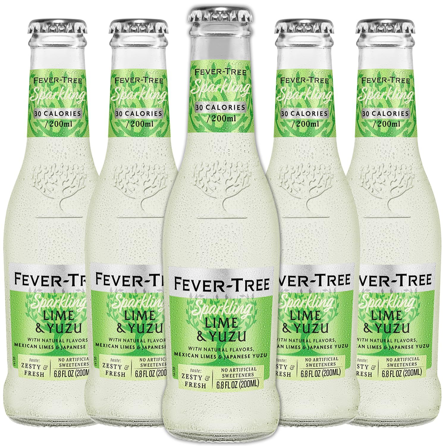 Fever Tree Sparkling Lime and Yuzu - Premium Quality Mixer and Soda - Refreshing Beverage for Cocktails &amp; Mocktails 200ml Bottle