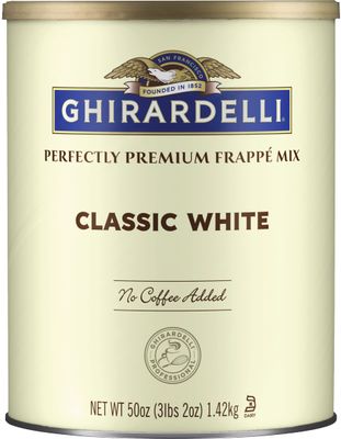 Ghirardelli Classic White Premium Frapp Mix, 3.12 lb Can with Ghirardelli Stamped Barista Spoon