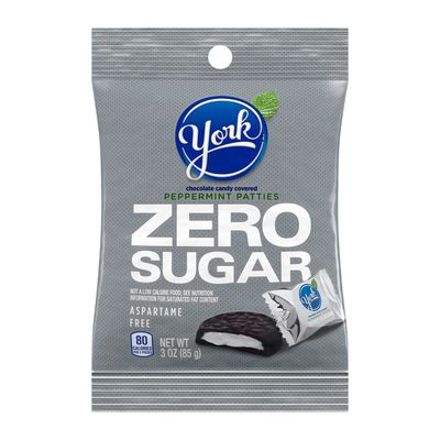 YORK Zero Sugar Chocolate Peppermint Patties, Candy Bags, 3 oz (12 Count)